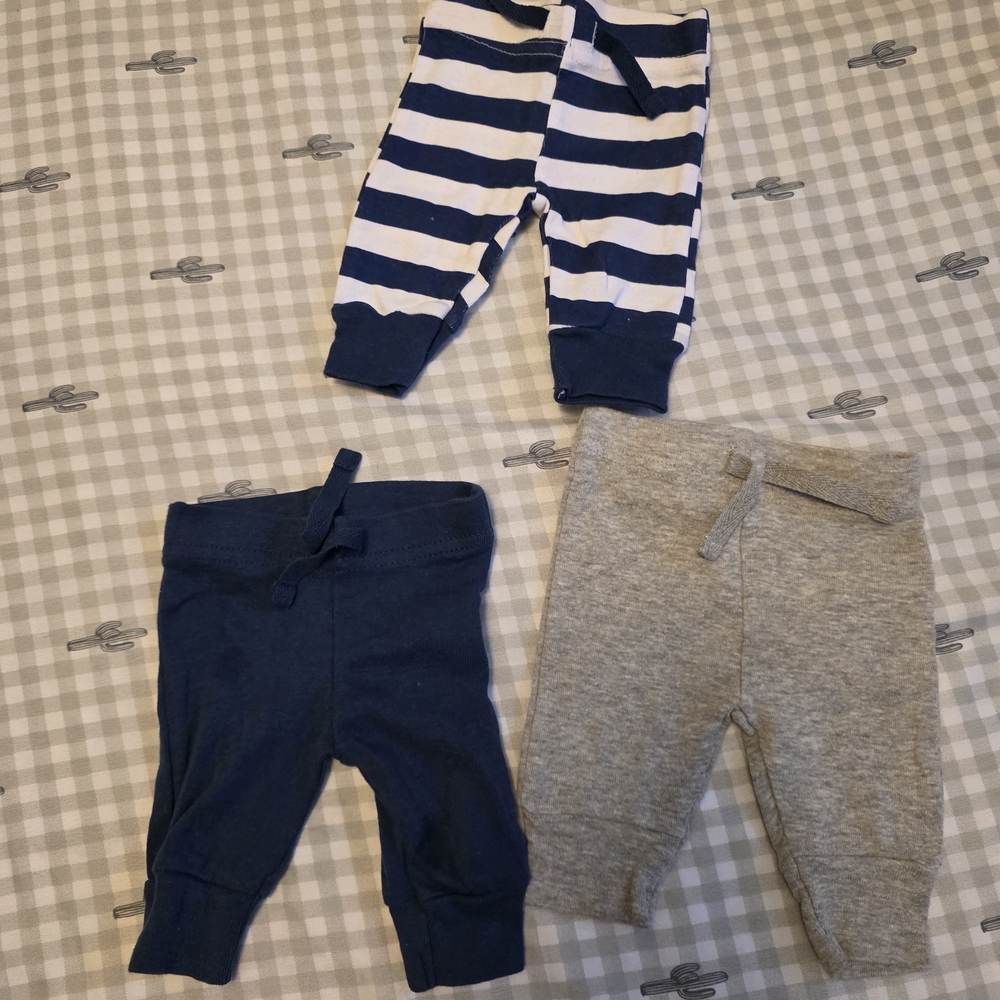3-Pack Baby Jogger Pants — Navy, Gray & Navy/White Stripe